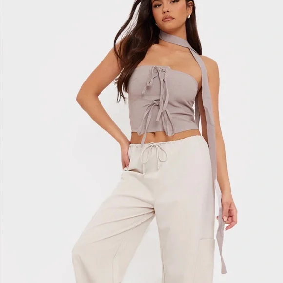 Women's Gray Strapless Top - Picture 3 of 6